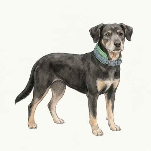 The dog turned into a watercolour character.